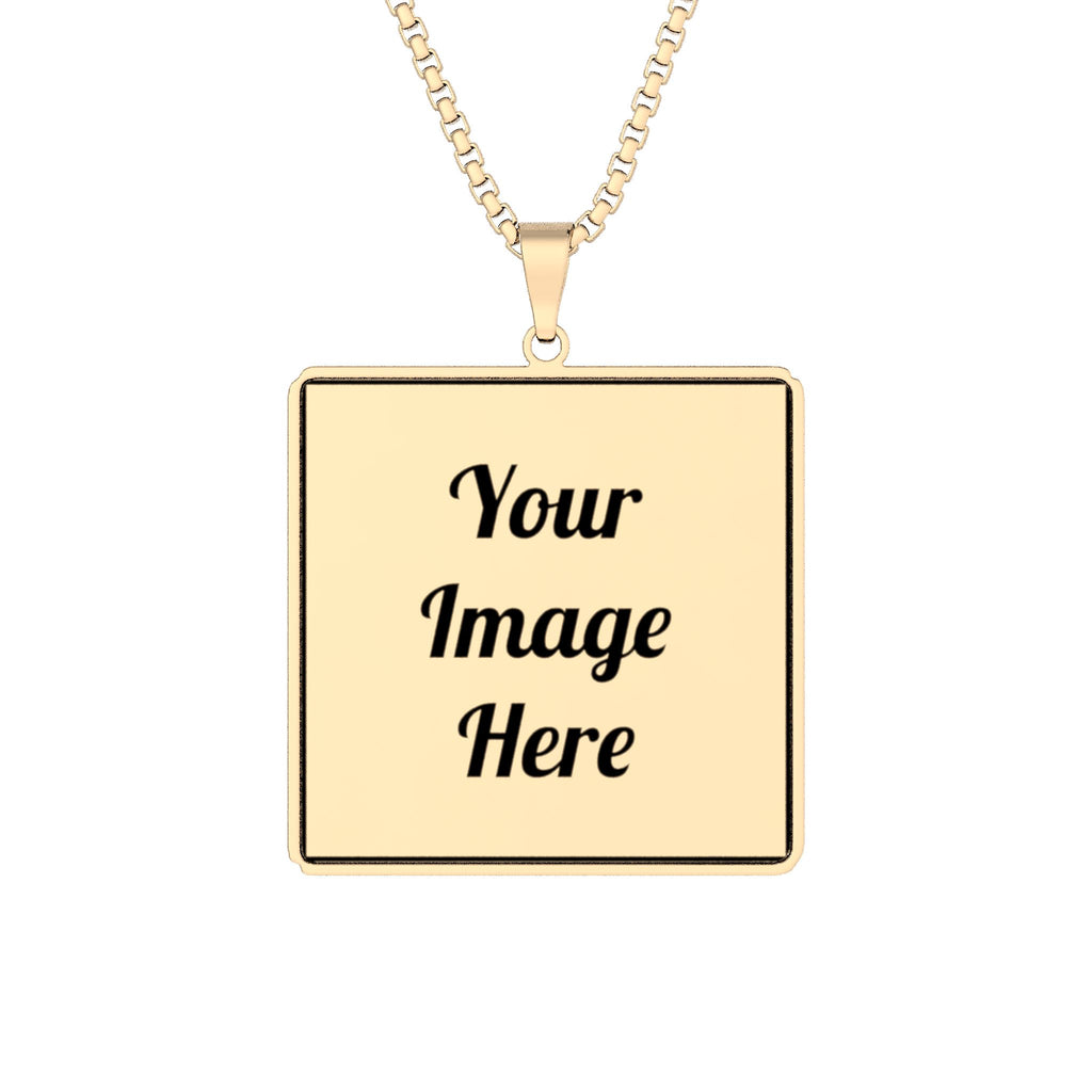 Custom Photo Square Pendant Necklace - Personalized Image Engraved Gift