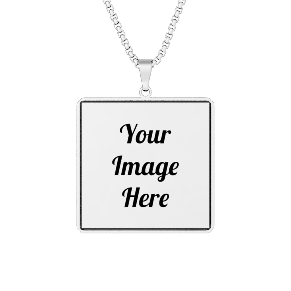 Custom Photo Square Pendant Necklace - Personalized Image Engraved Gift
