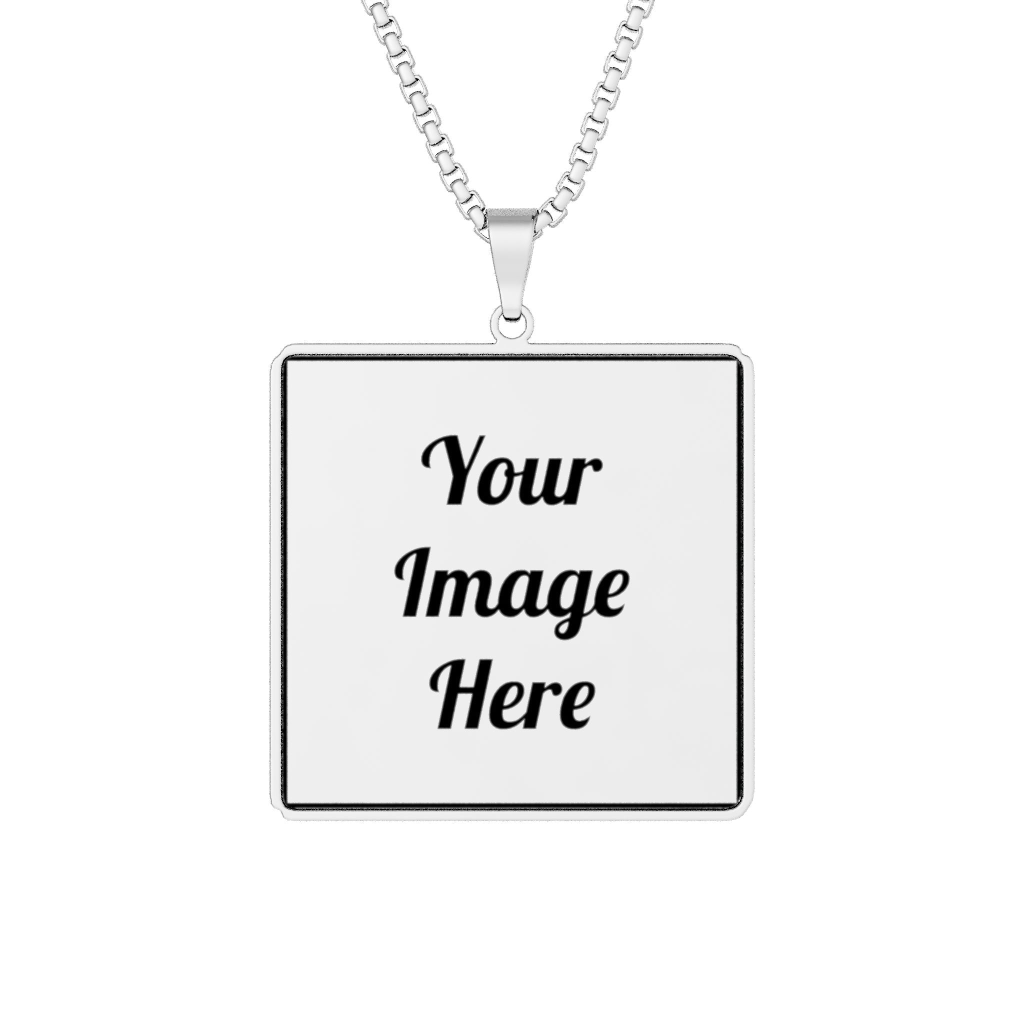 Custom Photo Square Pendant Necklace - Personalized Image Engraved Gift