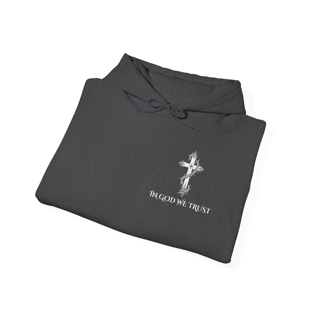 Copy of Faith-Inspired Hoodie - 'In God We Trust' Cross & 'God Loves Action' Back Graphic