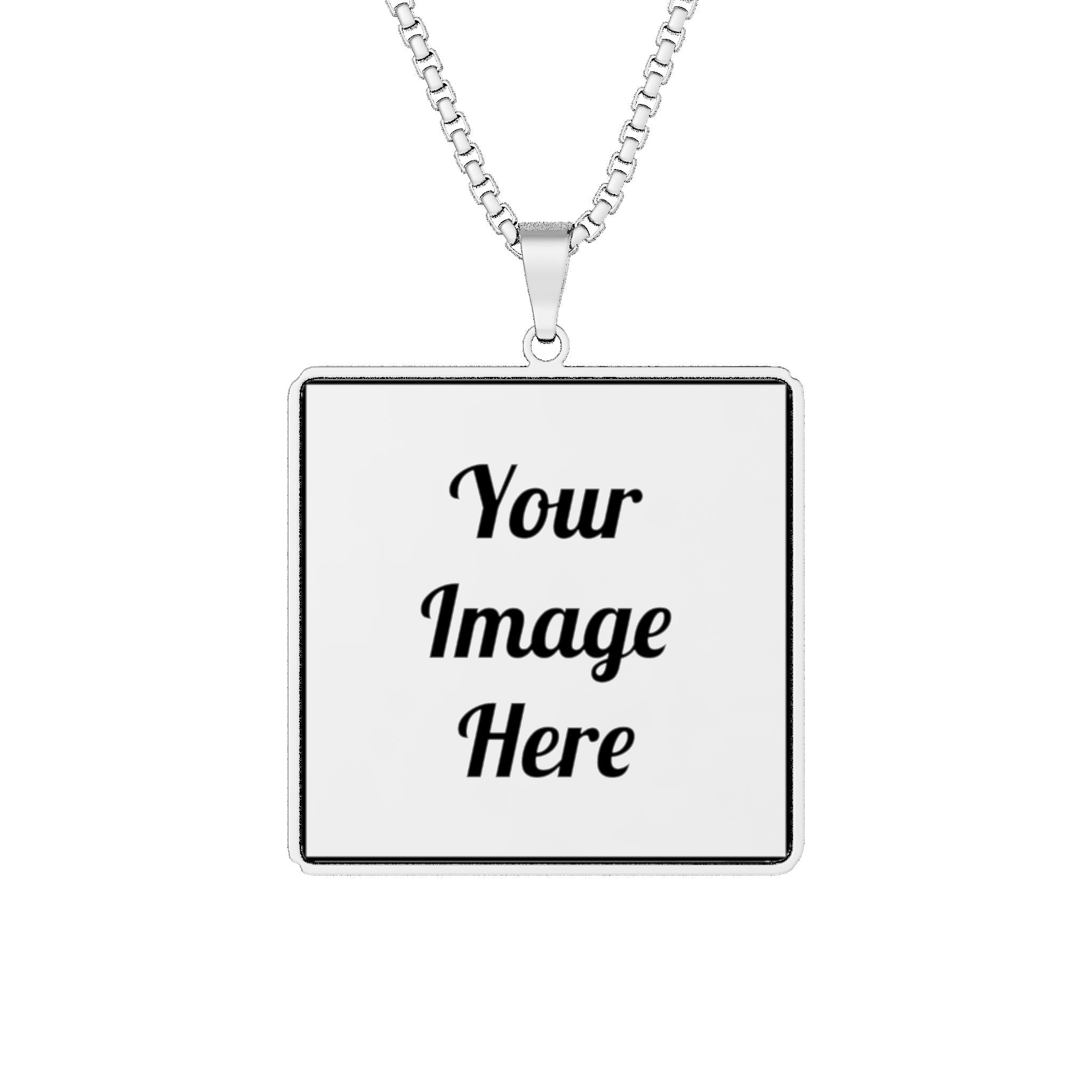 Custom Photo Square Pendant Necklace - Personalized Image Engraved Gift