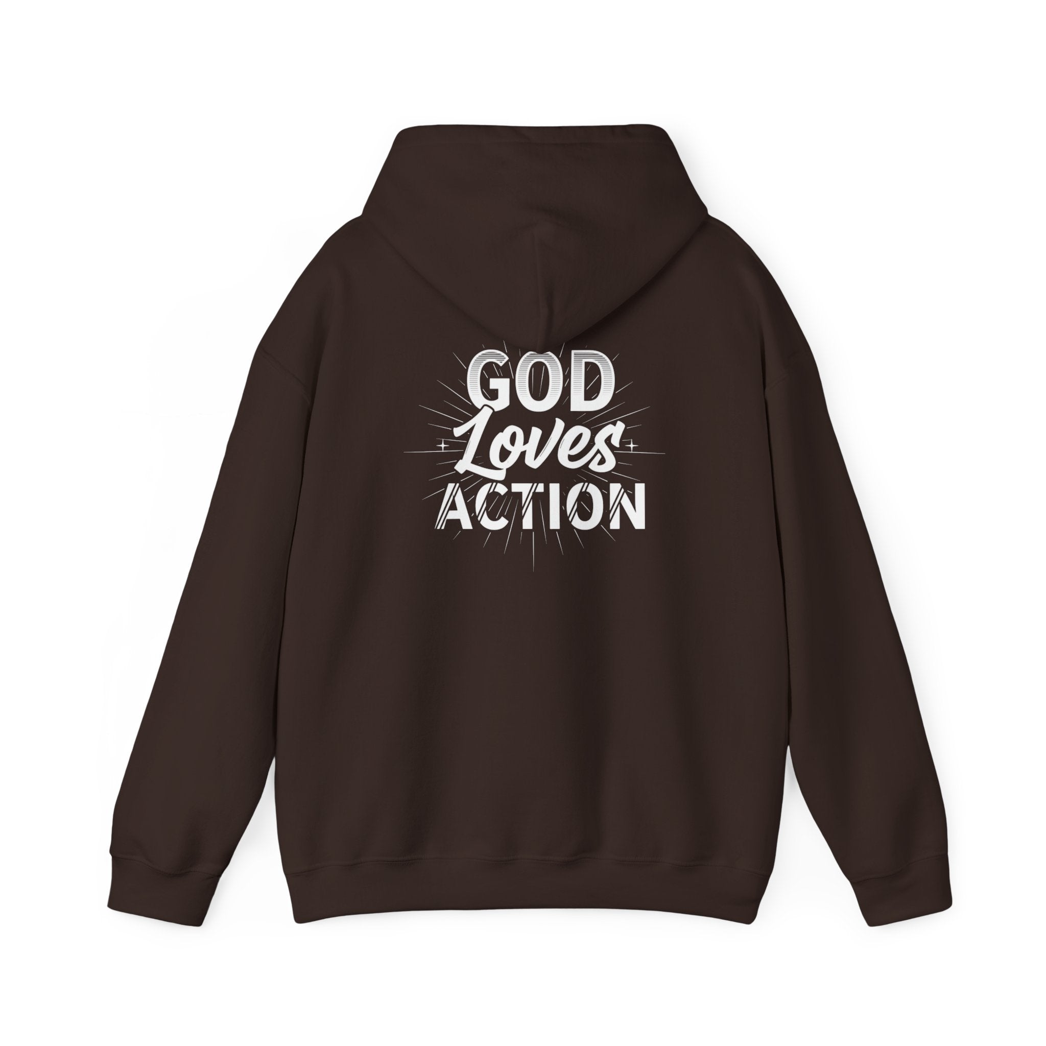 Copy of Faith-Inspired Hoodie - 'In God We Trust' Cross & 'God Loves Action' Back Graphic