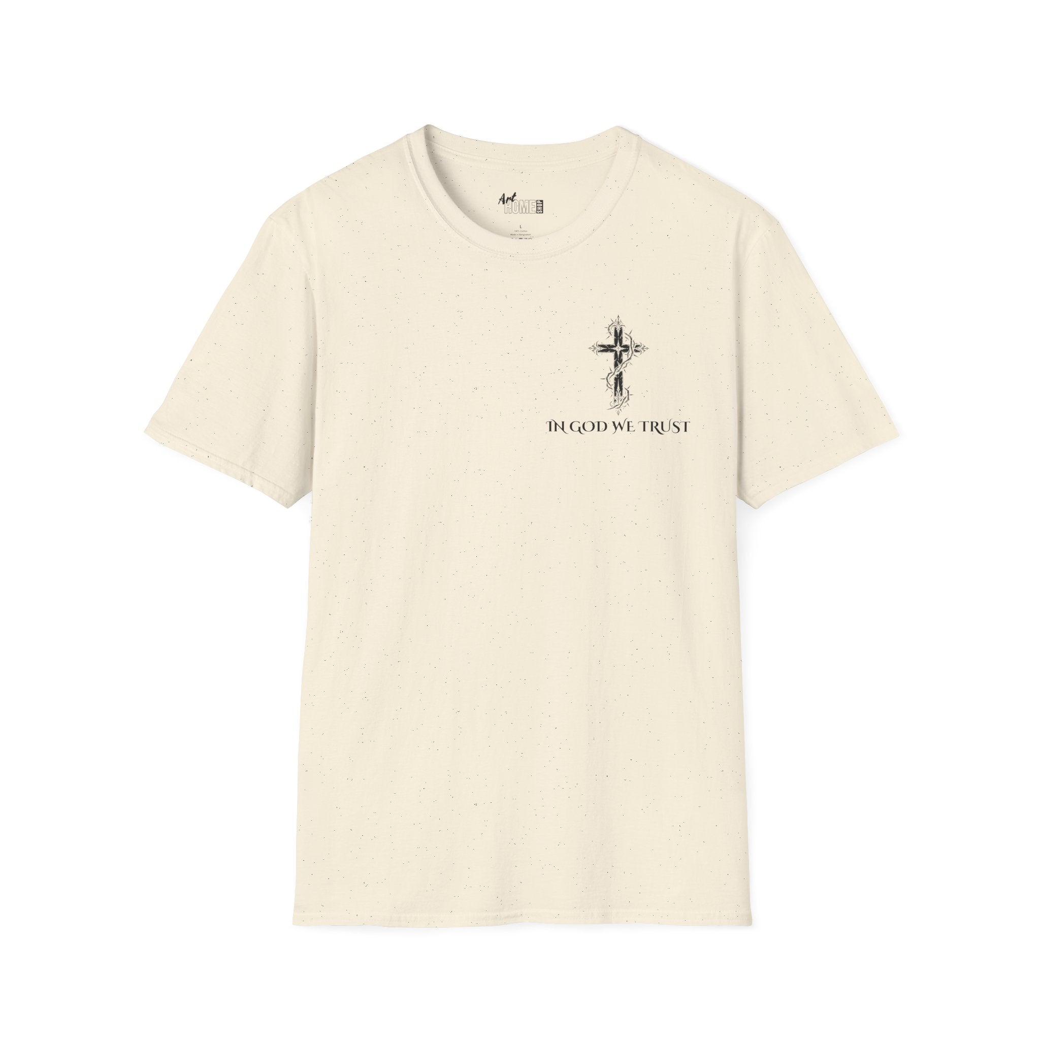 Faith Graphic T-Shirt - "In God We Trust" Cross & Jesus Back Print