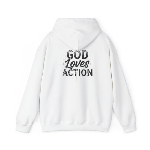 Copy of Faith-Inspired Hoodie - 'In God We Trust' Cross & 'God Loves Action' Back Graphic