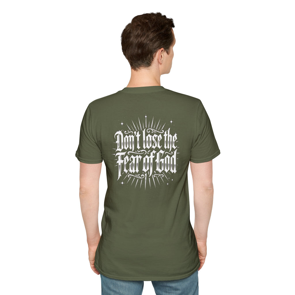 Christian T-Shirt - "Don't Lose the Fear of God" Cross Graphic Tee