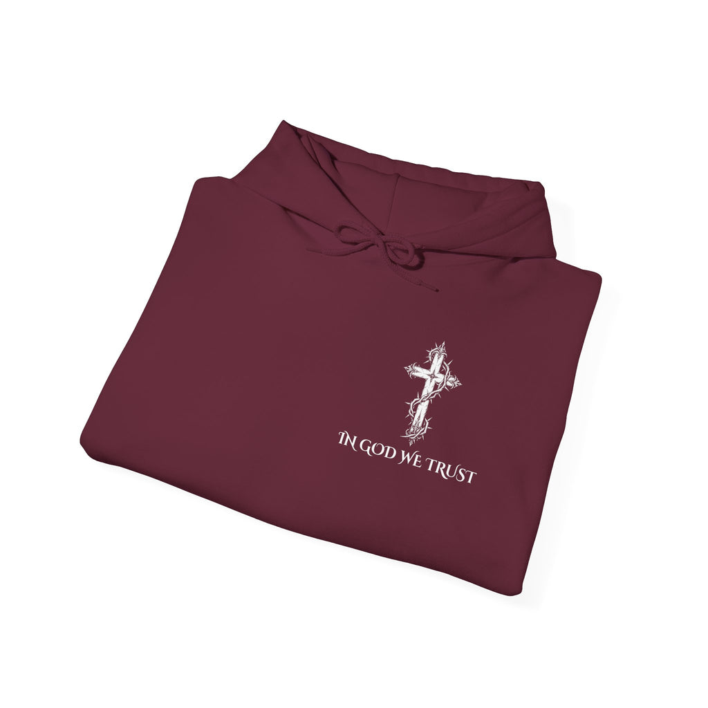Copy of Faith-Inspired Hoodie - 'In God We Trust' Cross & 'God Loves Action' Back Graphic