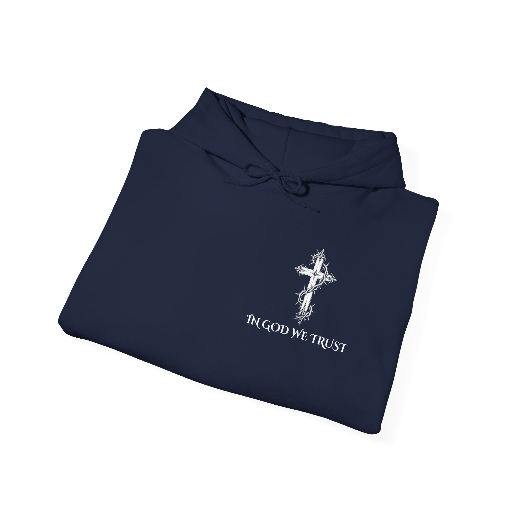 Copy of Faith-Inspired Hoodie - 'In God We Trust' Cross & 'God Loves Action' Back Graphic