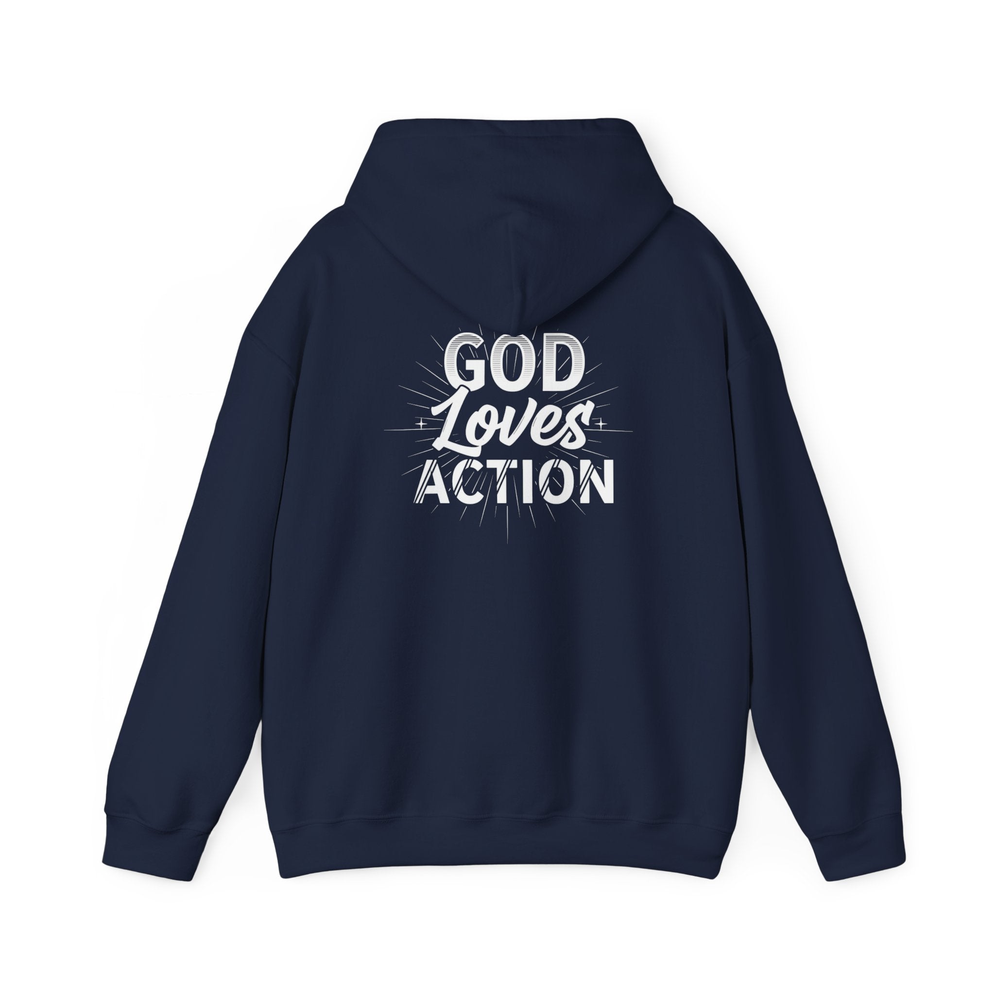 Copy of Faith-Inspired Hoodie - 'In God We Trust' Cross & 'God Loves Action' Back Graphic