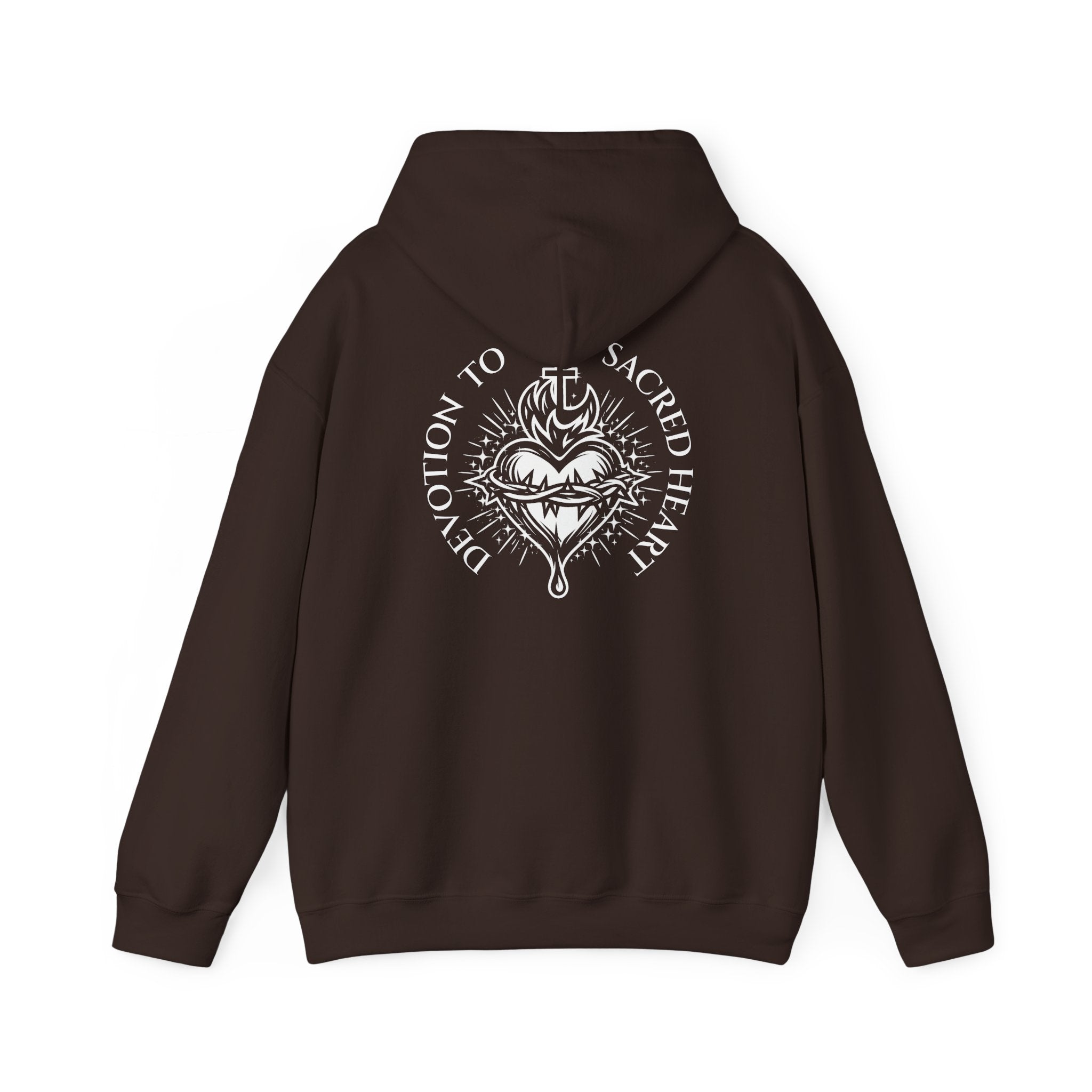 Faith-Inspired Hoodie - 'In God We Trust' Cross & Sacred Heart Back Graphic